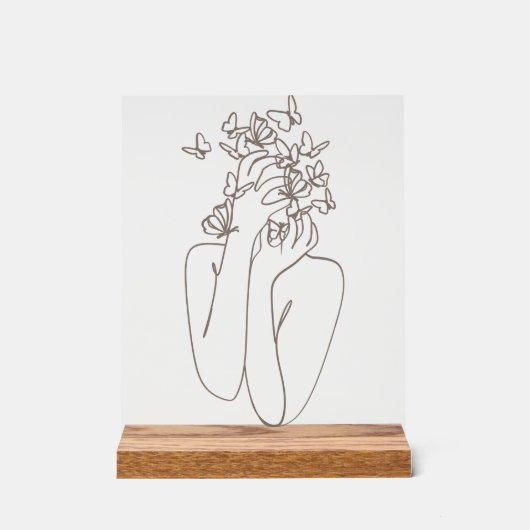 女性の蝶の変身アクリルアート アクリルサイン (正面)