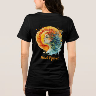 女性の行進 春分 アートTシャツ - 少女と太陽 トライブレンドTシャツ