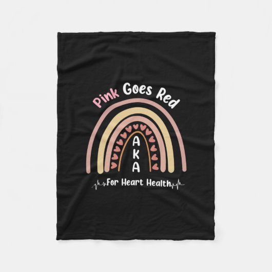 女性の衣装Akaピンクはハート健康Aのために赤く行く フリースブランケット (正面)