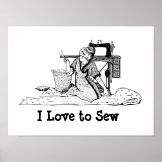 女性の裁断布 – I Love to Sew poster ポスター