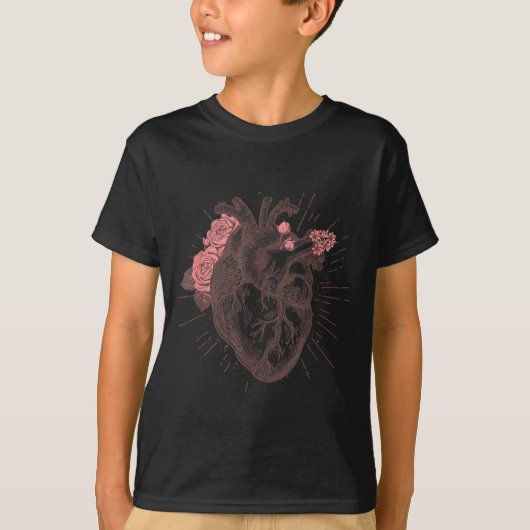 女性の解剖学的なハート 人間の心臓の解剖学Tシャツ Tシャツ (正面)