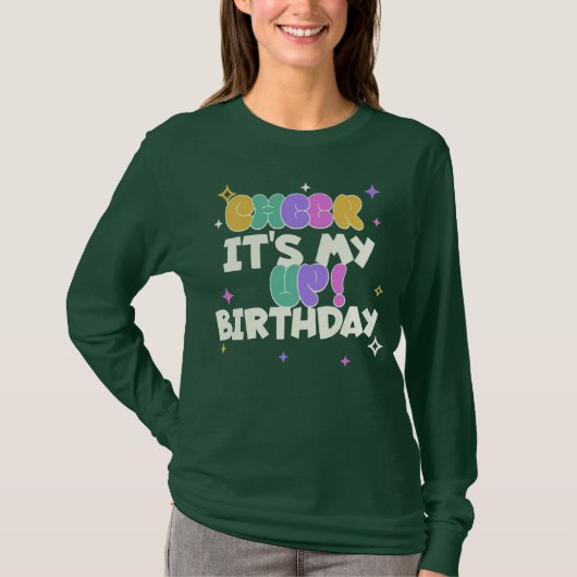 女性の誕生日おめでとうロングスリーブTシャツ Tシャツ (正面)