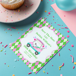 女性の誕生日にぴったりなエレガントなゴルフカート 案内ポストカード