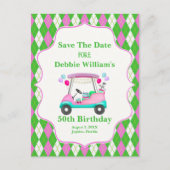 女性の誕生日にぴったりなエレガントなゴルフカート 案内ポストカード (正面)