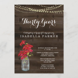 女性の誕生日の招待状|のクリスマスのポインセチア 招待状