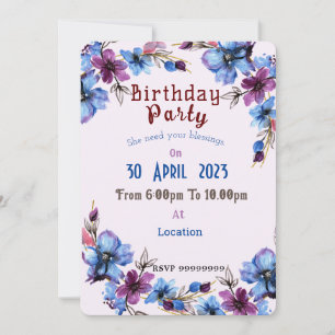 女性の誕生日の招待 招待状
