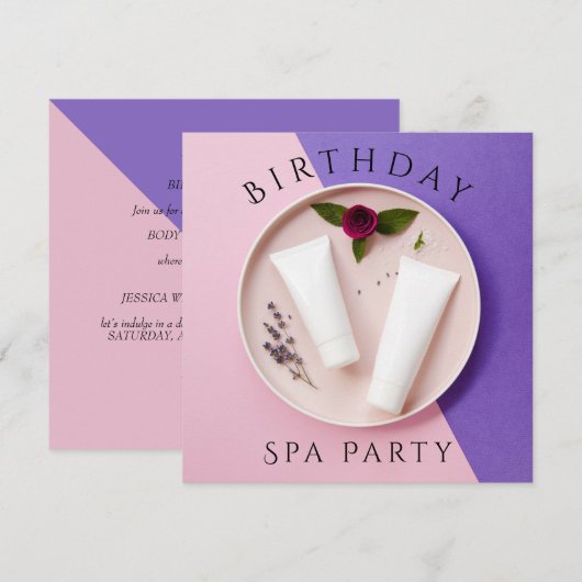 女性の誕生日スパデー 招待状 (正面/裏面)