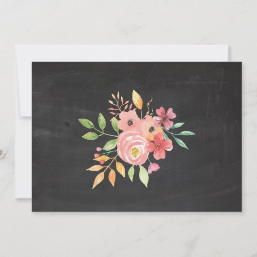 女性の誕生日パーティフォトフラワーズ素朴招待状 招待状 (裏面)