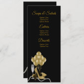 女性の誕生日パーティーのメニュープログラム 招待状 (正面/裏面)