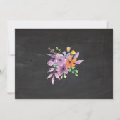 女性の誕生日パーティーの写真 花 チョーク 招待状 (裏面)