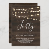 女性の誕生日パーティーへの招待 – 素朴 招待状 (正面/裏面)