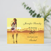 女性の誕生日パーティー金ゴールド 招待状 (スタンド正面)