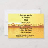 女性の誕生日パーティー金ゴールド 招待状 (裏面)