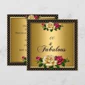 女性の誕生日パーティー ローズゴールド ヴィンテージ 招待状 (正面/裏面)