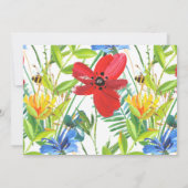 女性の誕生日パーティー 花のデザイン 招待状 (裏面)