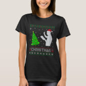 女性の説教者クリスマスツリー照明醜いクリスマス Tシャツ (正面)