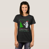 女性の説教者クリスマスツリー照明醜いクリスマス Tシャツ (正面フル)
