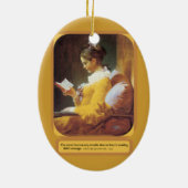 女性の読書オーナメント セラミックオーナメント (裏面)
