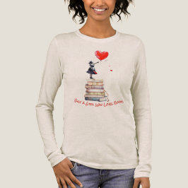 女性の読書愛 長袖Tシャツ トライブレンドTシャツ