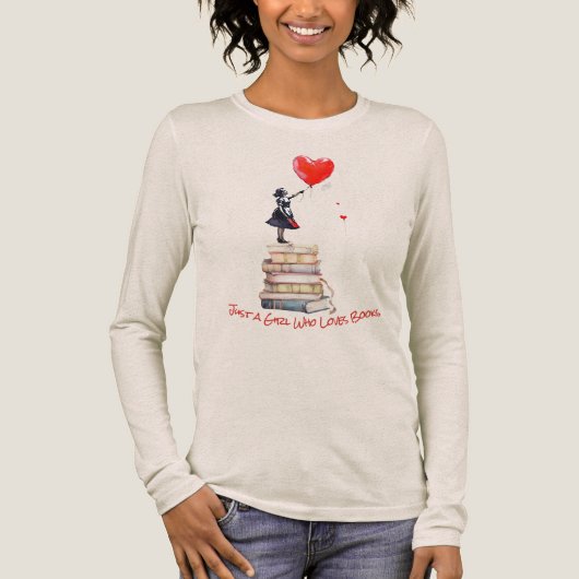 女性の読書愛 長袖Tシャツ トライブレンドＴシャツ (正面)