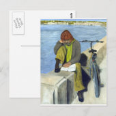 女性の読書 ポストカード (正面/裏面)