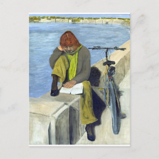 女性の読書 ポストカード (正面)