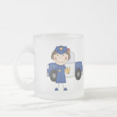 女性の警官のTシャツおよびギフト フロストグラスマグカップ (左)