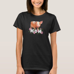 女性の豚ママかわいい若い豚の動機 Tシャツ