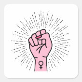 女性の象徴とフェミニストの手 スクエアシール (正面)