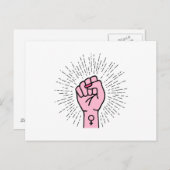 女性の象徴とフェミニストの手 ポストカード (正面/裏面)