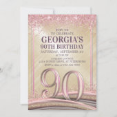 女性の豪華な90歳の誕生日招待状 招待状 (正面)