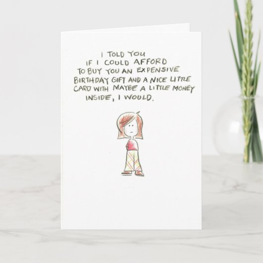 女性の費用の誕生日プレゼント カード (正面)