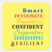 女性の質素晴らしおもしろい黄カラフル スクエアシール (正面)