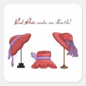 女性の赤い帽子は私にスマイルシールを作る スクエアシール (正面)