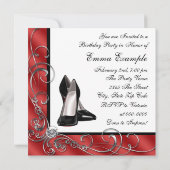 女性の赤い40歳の誕生日パーティーの招待状 招待状 (裏面)