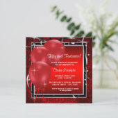 女性の赤と黒の誕生日パーティー招待状 招待状 (スタンド正面)