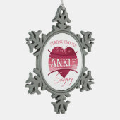 女性の足首の手術回復 スノーフレークピューターオーナメント (左)