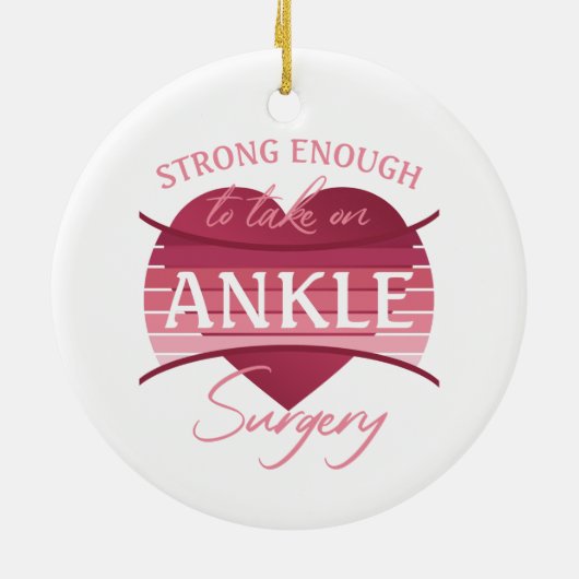 女性の足首の手術回復 セラミックオーナメント (裏面)