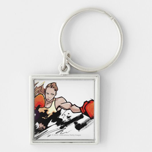 女性の身に着けているボクシンググラブ キーホルダー (正面)