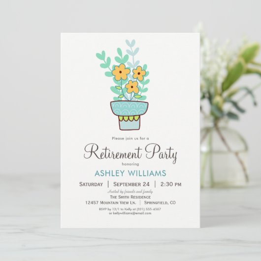 女性の退職パーティの招待状 招待状 (スタンド正面)