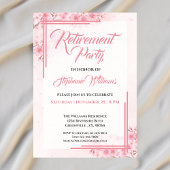 女性の退職パーティーエレガントピンクフローラ 招待状