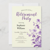 女性の退職パーティーラベンダーワイルドフラワー 招待状 (正面)