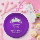 女性の退職パーティー ヴィンテージ 白いバラ ペーパープレート (パーティー)