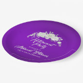 女性の退職パーティー ヴィンテージ 白いバラ ペーパープレート (アングル)