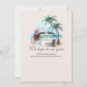 女性の退職ビーチをテーマにした水彩画 招待状 (裏面)