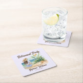 女性の退職ビーチテーマエレガント女性 スクエアペーパーコースター (インサイチュ)