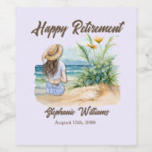 女性の退職ビーチテーマエレガント女性 ワインラベル (シングルラベル)