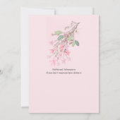 女性の退職フローラミニマルパーティー 招待状 (裏面)