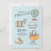 女性の退職旅行パーティーワールドスーツケース 招待状 (正面)