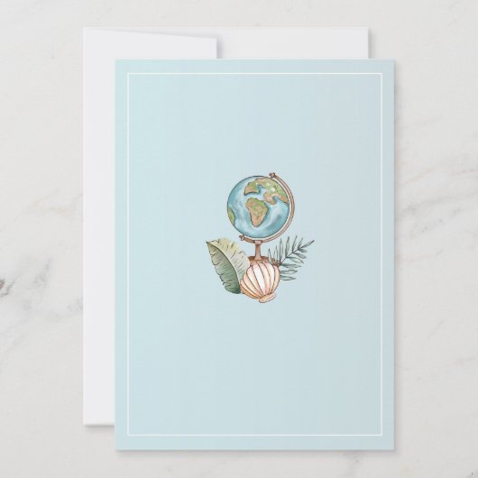 女性の退職旅行パーティーワールドスーツケース 招待状 (裏面)